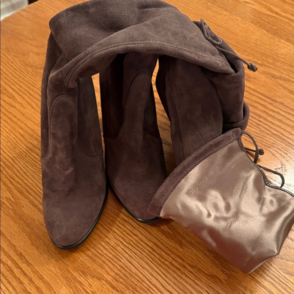 Stuart Weitzman Dark Brown Suede Heeled Boots 4 inch heel